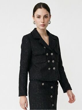 Self Portrait sequin knit blazer black jacket